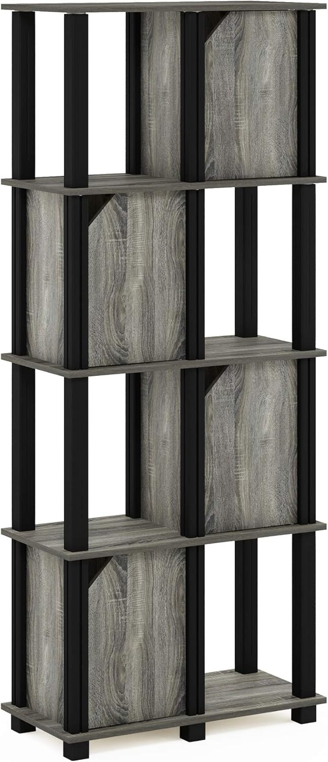 5-Tier Storage Shelf with 4 Doors French Oak