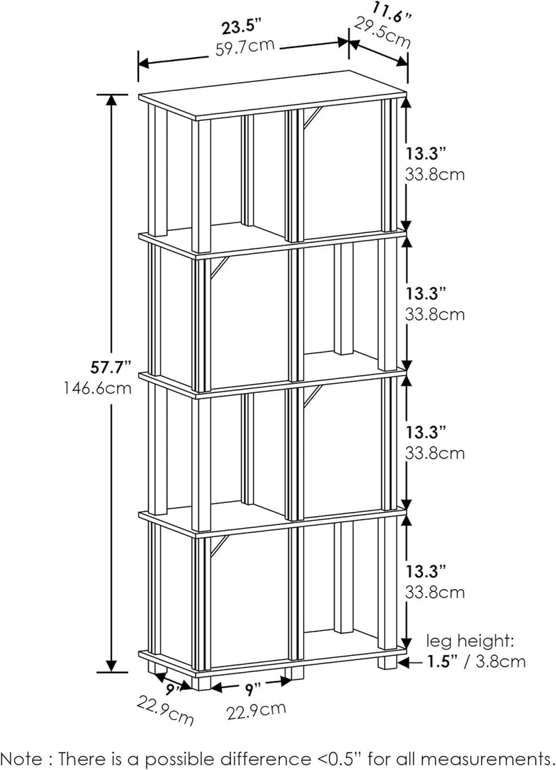 5-Tier Storage Shelf with 4 Doors French Oak