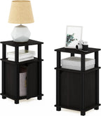 Furinno Just Side Table 3-Tier End with Door (Set of 2)