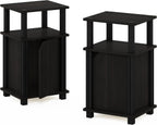 Furinno Just Side Table 3-Tier End with Door (Set of 2)