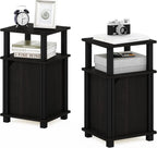 Furinno Just Side Table 3-Tier End with Door (Set of 2)