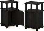 Furinno Just Side Table 3-Tier End with Door (Set of 2)