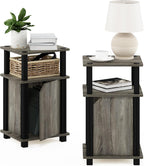 Furinno Just Side Table 3-Tier End with Door (Set of 2)