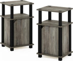 Furinno Just Side Table 3-Tier End with Door (Set of 2)