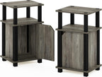 Furinno Just Side Table 3-Tier End with Door (Set of 2)