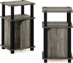 Furinno Just Side Table 3-Tier End with Door (Set of 2)