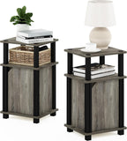 Furinno Just Side Table 3-Tier End with Door (Set of 2)