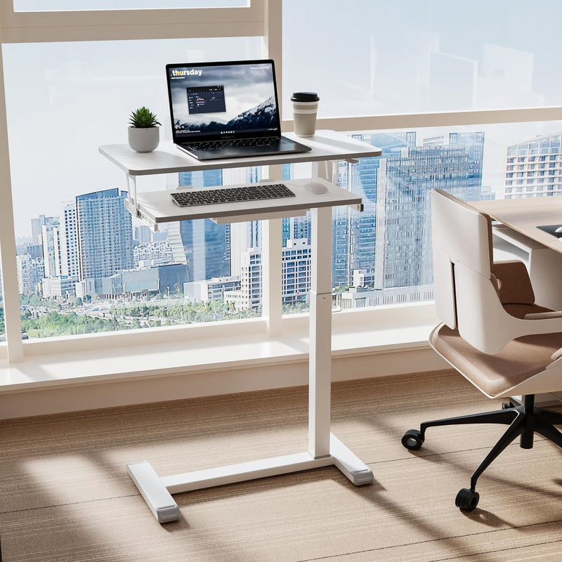 Mobile Standing Desk Upgrade Computer Workstation with Keyboard
