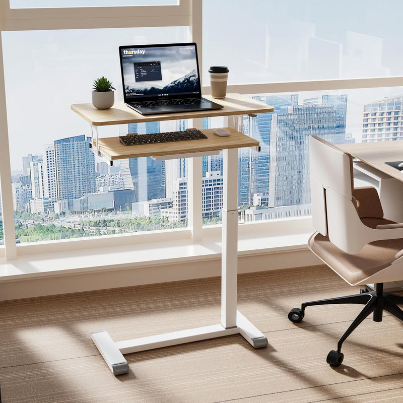 Mobile Standing Desk Upgrade Computer Workstation with Keyboard