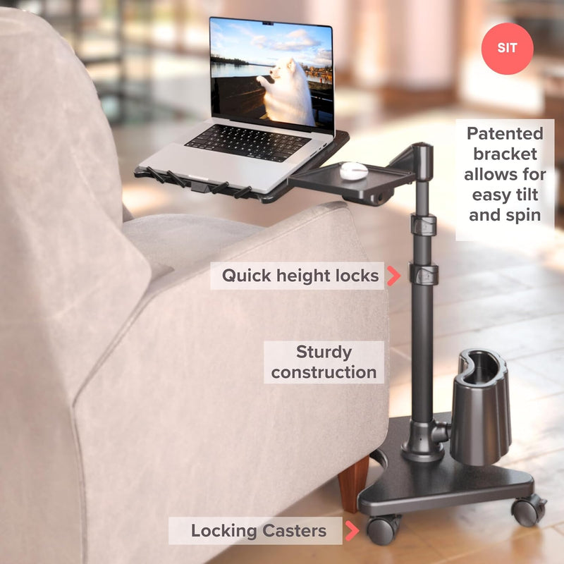 G2 Deluxe Rolling Laptop Stand Height-Adjustable Desk