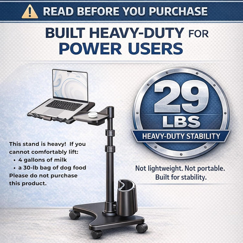 G2 Deluxe Rolling Laptop Stand Height-Adjustable Desk