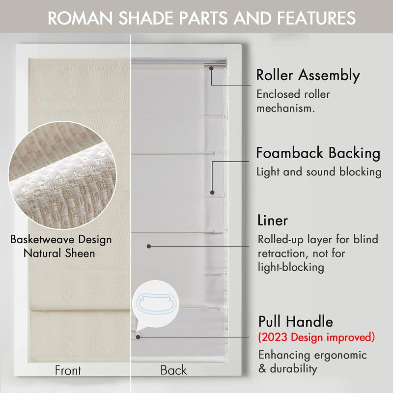 Galen Cordless Roman Shades Fabric Privacy Single Panel