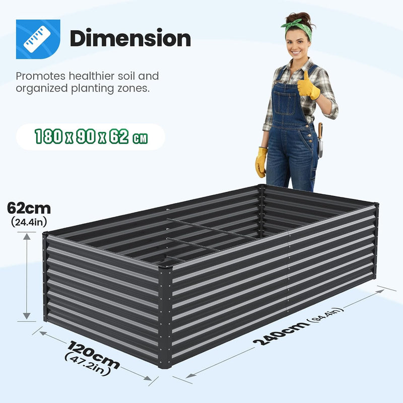 Galvanized Metal Raised Garden Bed Bottomless Planter Box