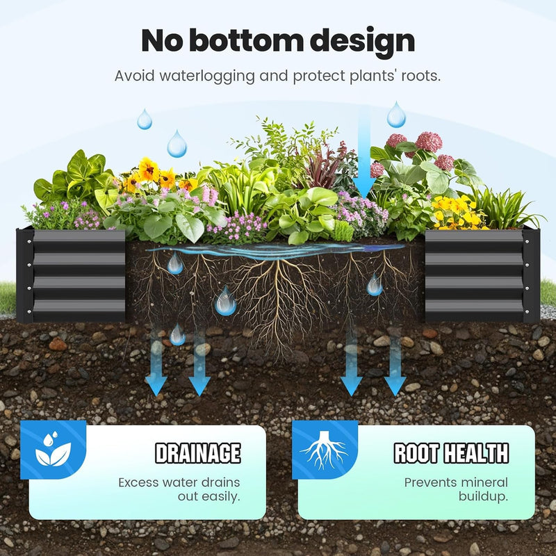 Galvanized Metal Raised Garden Bed Bottomless Planter Box