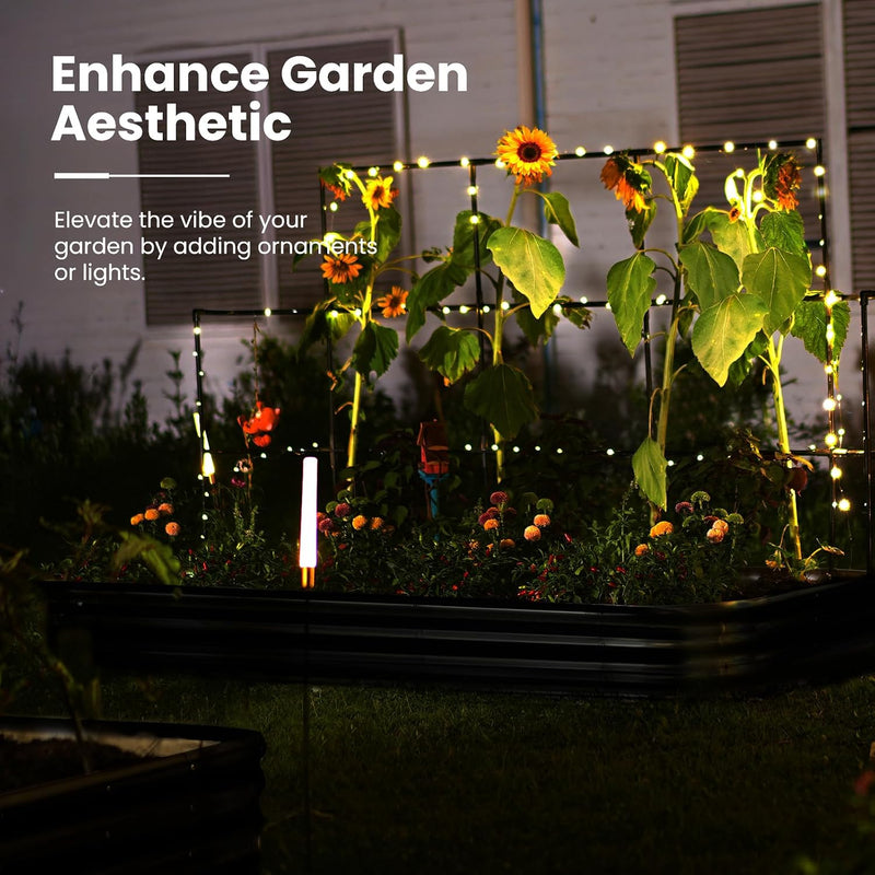 Galvanized Metal Raised Garden Bed with Trellis