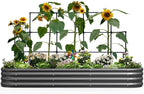 Galvanized Metal Raised Garden Bed with Trellis