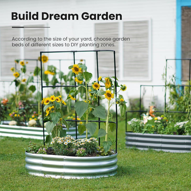 Galvanized Metal Raised Garden Bed with Trellis