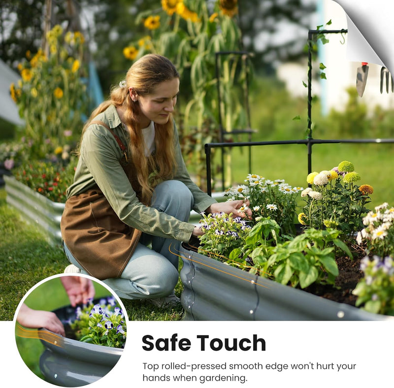 Galvanized Metal Raised Garden Bed with Trellis