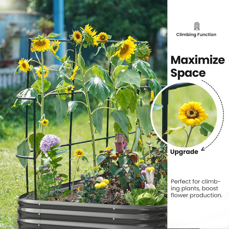 Galvanized Metal Raised Garden Bed with Trellis