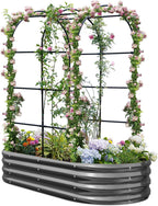 Galvanized Metal Raised Garden Bed with Trellis