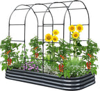 Galvanized Metal Raised Garden Bed with Trellis