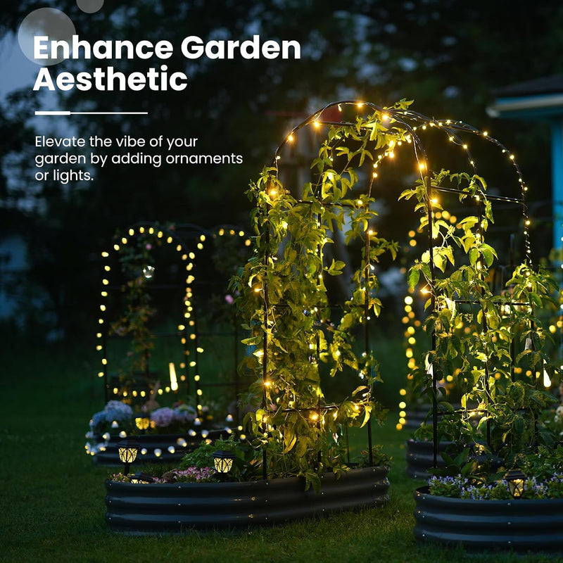 Galvanized Metal Raised Garden Bed with Trellis