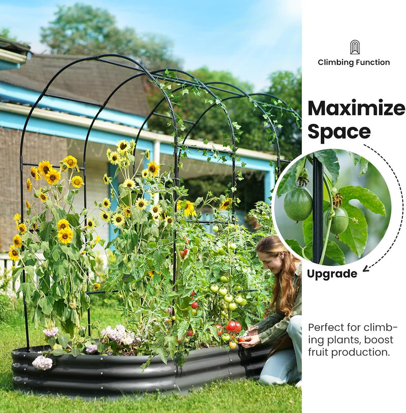 Galvanized Metal Raised Garden Bed with Trellis