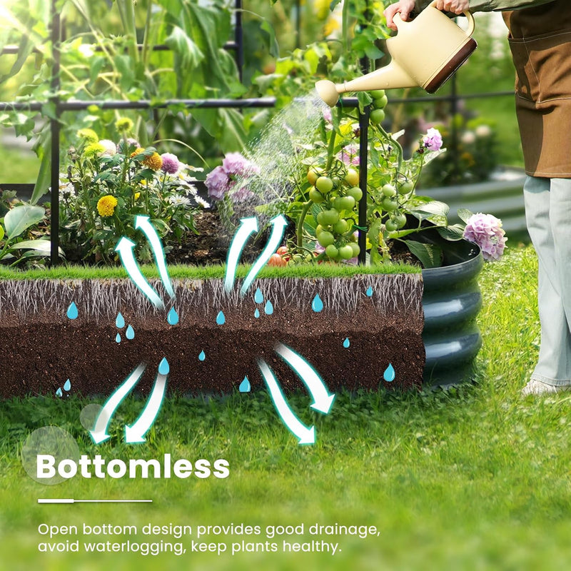 Galvanized Metal Raised Garden Bed with Trellis