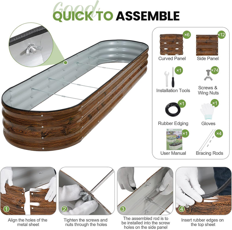 Galvanized Raised Garden Bed Kit 2pcs