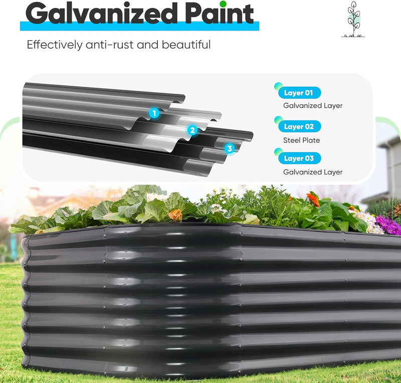 Galvanized Raised Garden Bed Kit Oval Metal Planter