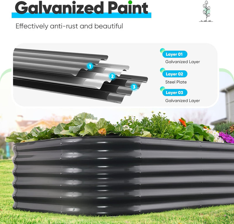 Galvanized Raised Garden Bed Kit Oval Metal Planter