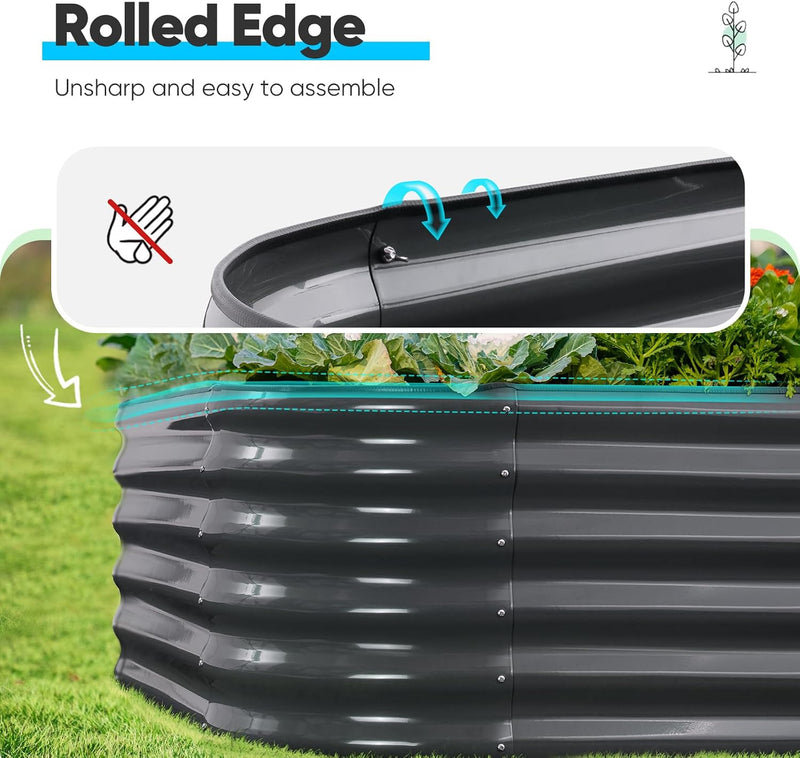 Galvanized Raised Garden Bed Kit Oval Metal Planter