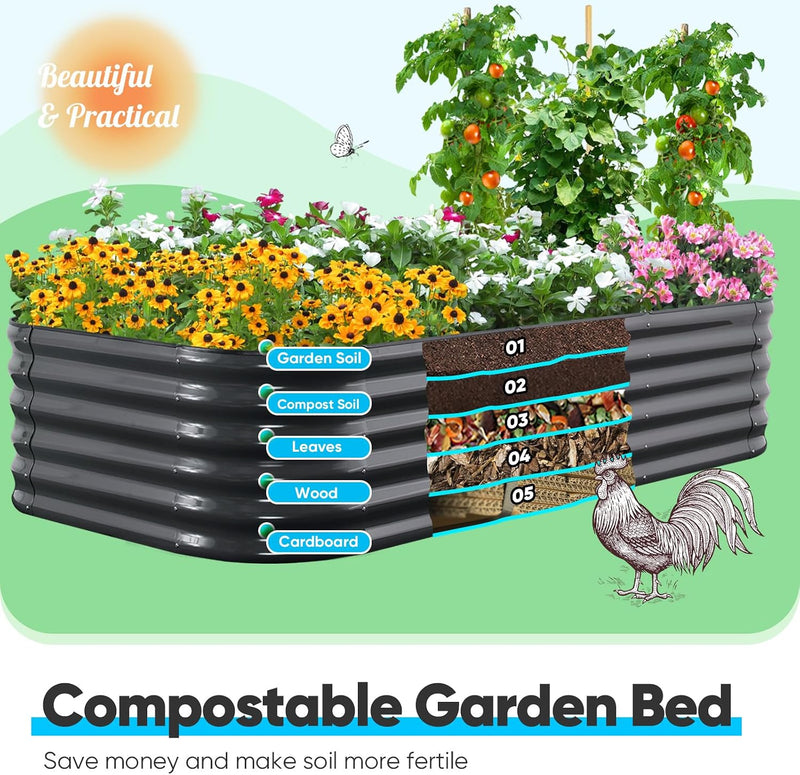 Galvanized Raised Garden Bed Kit Oval Metal Planter