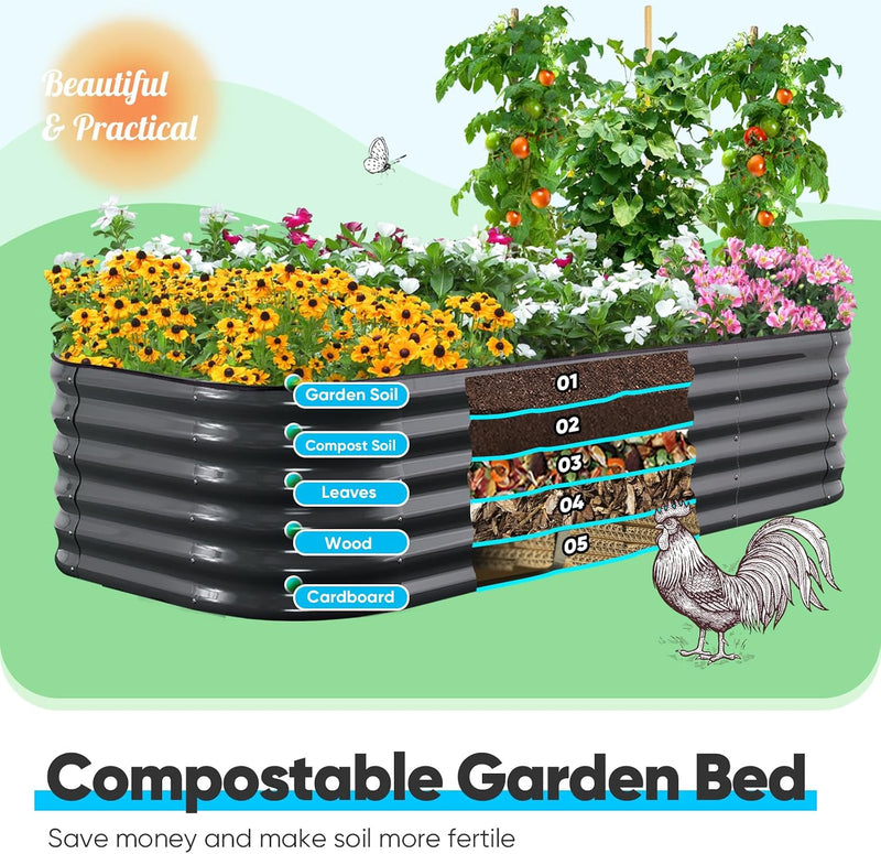 Galvanized Raised Garden Bed Kit Oval Metal Planter