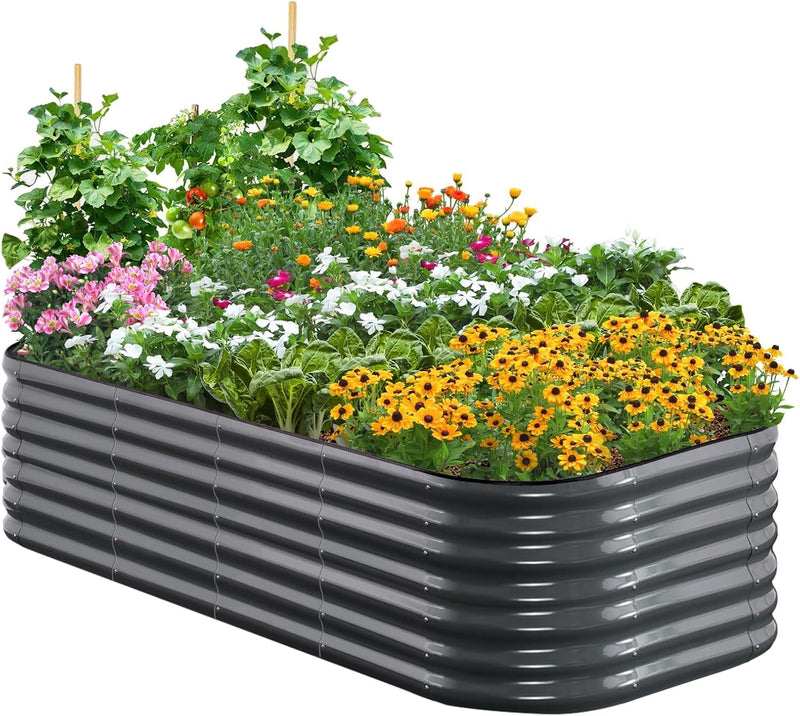 Galvanized Raised Garden Bed Kit Oval Metal Planter