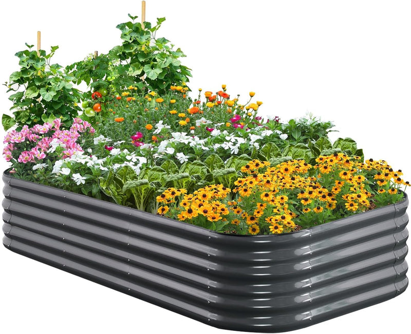 Galvanized Raised Garden Bed Kit Oval Metal Planter