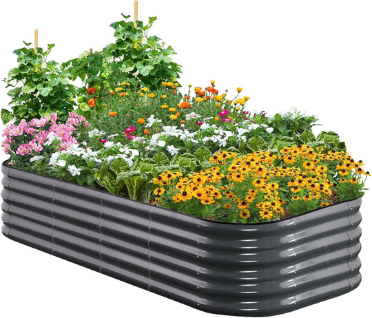 Galvanized Raised Garden Bed Kit Oval Metal Planter