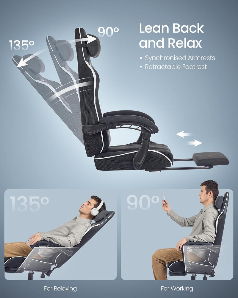 Gaming Chair Ergonomic Office with Footrest