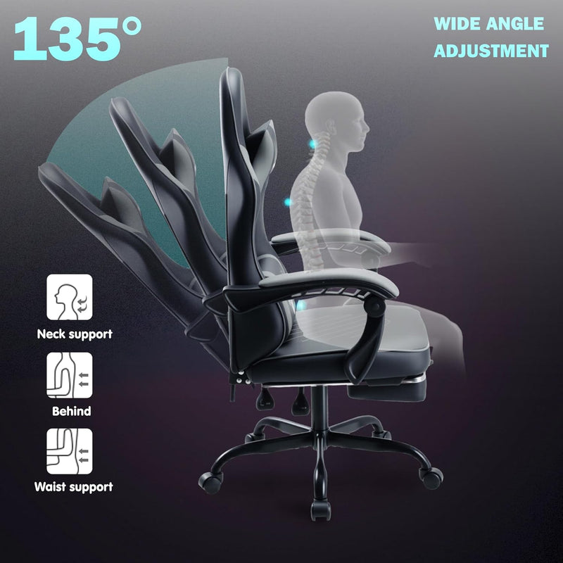 Gaming Chair Ergonomic with High-Density Foam Breathable PU