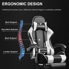 Gaming Chair Massage Computer Chairs with Footrest Headrest