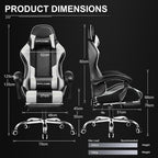 Gaming Chair Massage Computer Chairs with Footrest Headrest