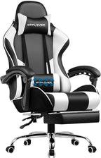 Gaming Chair Massage Computer Chairs with Footrest Headrest