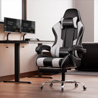 Gaming Chair Massage Computer Chairs with Footrest Headrest