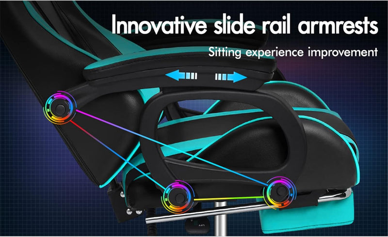 Gaming Chair with 2-Point Massage Lumbar Cushion High