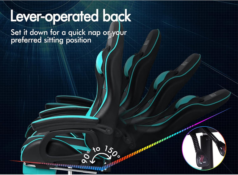 Gaming Chair with 2-Point Massage Lumbar Cushion High