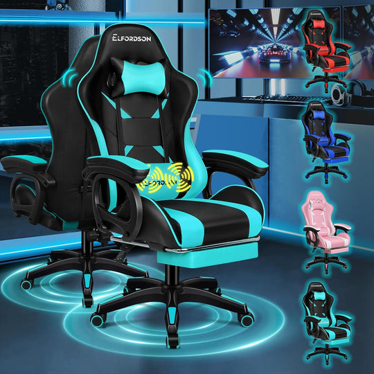 Gaming Chair with 2-Point Massage Lumbar Cushion High