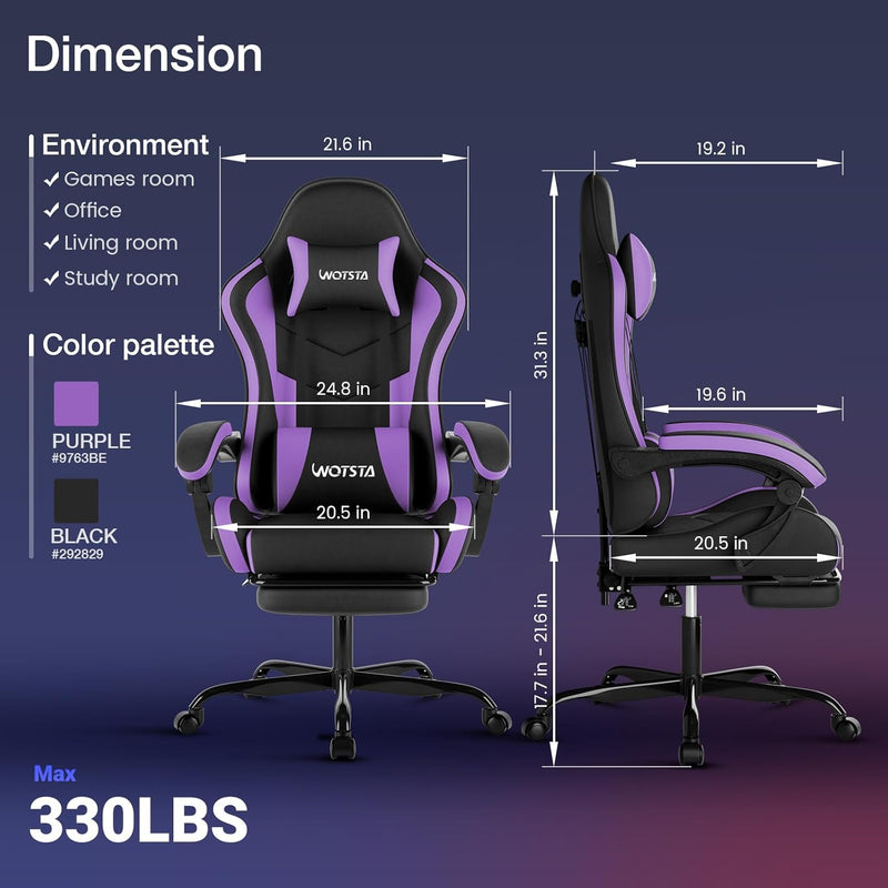 Gaming Chair with Footrest Ergonomic Computer Lumbar Support