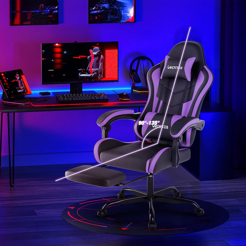 Gaming Chair with Footrest Ergonomic Computer Lumbar Support