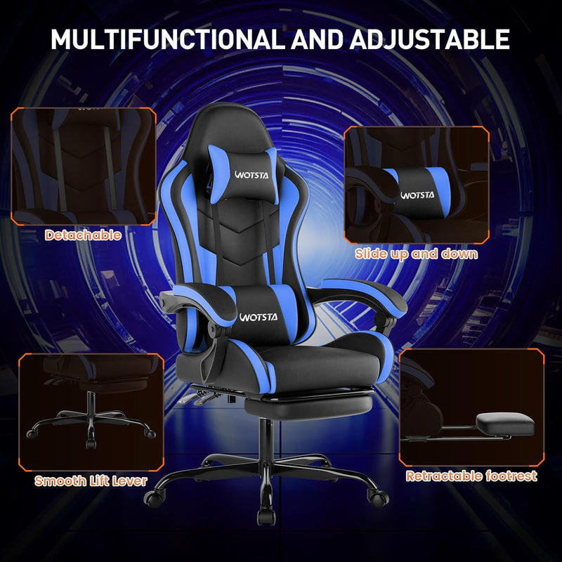 Gaming Chair with Footrest Ergonomic Computer Lumbar Support