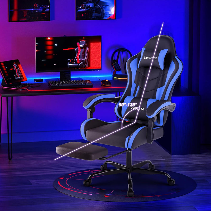 Gaming Chair with Footrest Ergonomic Computer Lumbar Support